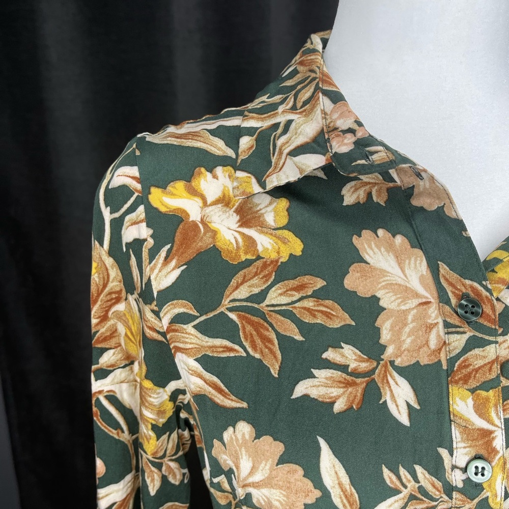 H&M long sleeves Dress olive, brown, yellow color 8 size